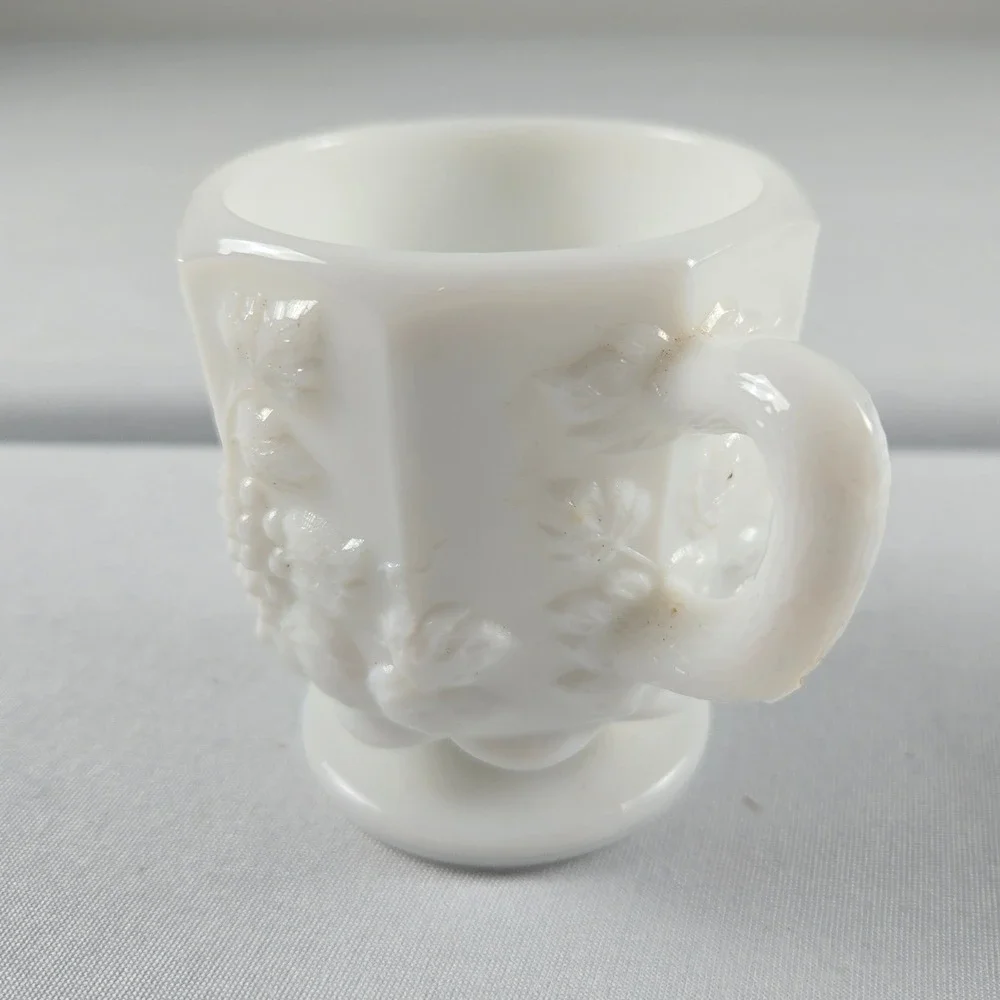 Vintage Westmoreland Milk Glass Paneled Grape Creamer & Sugar Bowl Set